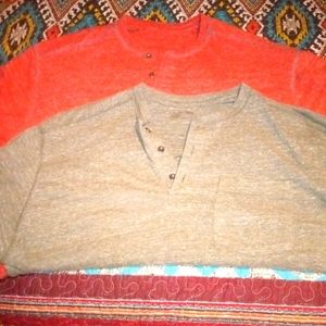 Hobbs Creek Henley tshirts. A red & a green.